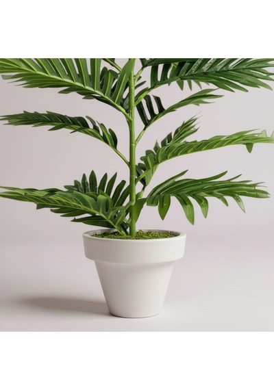 100 Cm Yapay Areca Palmiyesi Premium Dekoratif İç Mekan Bitkisi Beyaz Plastik Saksı Yeşil