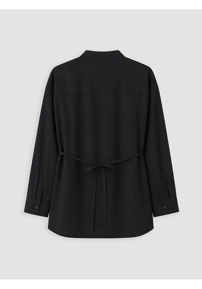 Lcw Vision Siyah Hakim Yaka Oversize Kadın Gömlek