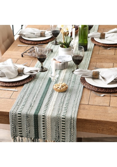 Wellstil Neula %100 Pamuk Orman Yeşili Örme Runner 40 x 110 CM