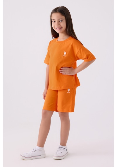 U.S. Polo Assn. U.s. Polo Assn Kız Çocuk Turuncu Bermuda Takım Us1848-c-v53 Turuncu