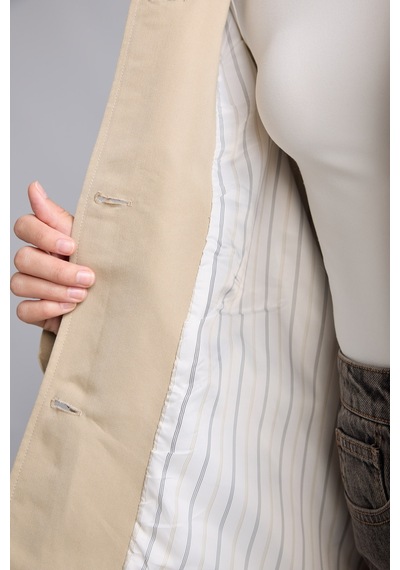 Defacto Regular Fit Kapüşonlu Kemerli Twill Trençkot H3952ax26wnbg501 Bej-bg501
