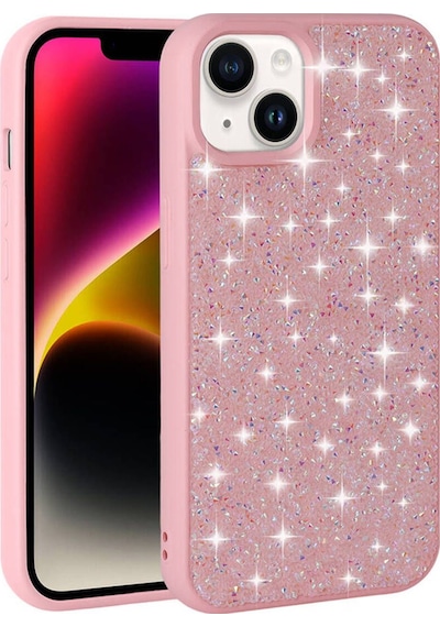 Apple Uyumlu iPhone 13 Parlak Taşlı Tasarım Pırlanta Csk Zore Kılıf-pembe