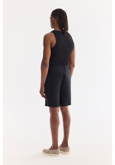 Avva Erkek Siyah Beli Lastikli %100 Keten Relaxed Fit Şort B003732
