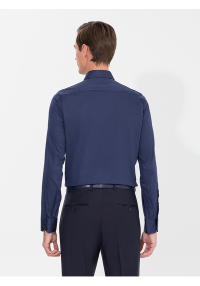 Cacharel Lacivert Slim Fit Uzun Kollu Basic Gömlek