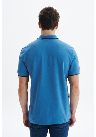 AR-MA Arma Erkek Regular Fit Basic % 100 Pamuk Pike Polo Yaka Tişört Y29374353902 Mavi