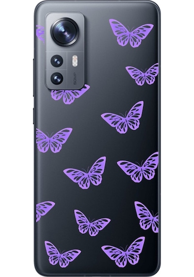 Xiaomi Mi 12 Uyumlu Şeffaf Kılıf Kelebek 4 Tasarımlı