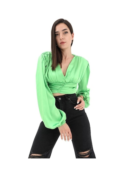 Wpr Beli Drapeli Balon Kol Bluz - Yeşil
