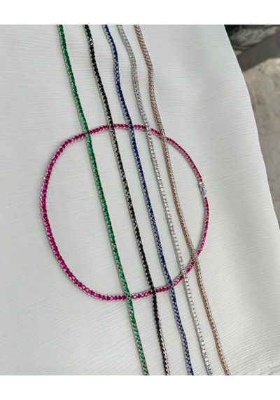 Beyaz Taşlı 3 Mm Suyolu Gümüş Kolye