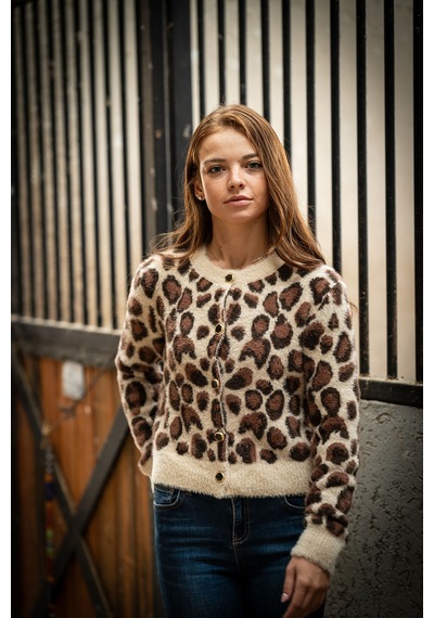 Verdeblanco Leopar Desenli Düğme Detaylı Hırka Leopar
