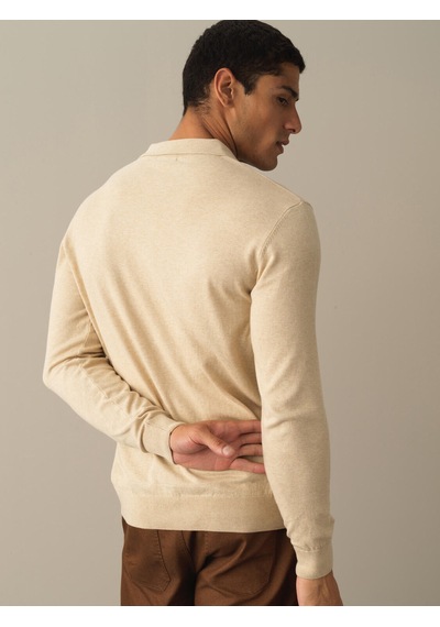 Xint Bej Regular Fit Dik Yaka Pamuklu Kazak 801662 Bej Melanj