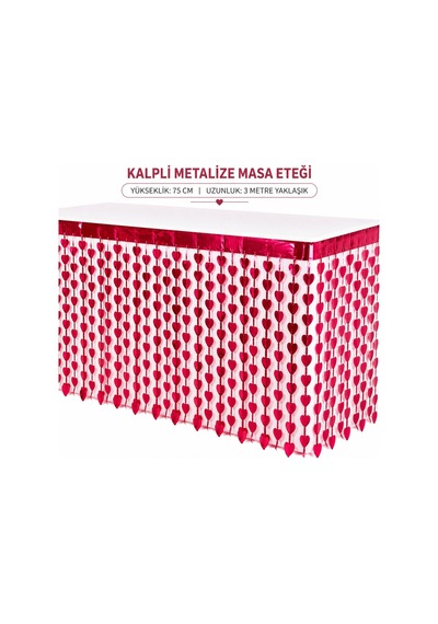 Kalpli Metalize Masa Eteği Kırmızı 75x300 Cm 16396249