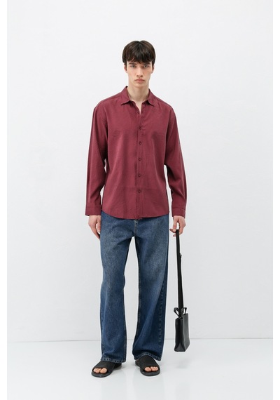 Vamos Oversize Dikiş Detaylı Gömlek Bordo