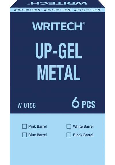Wrıtech W-0156 Metal Up Siyah Gövde 0,7mm Mavi Jel Kalem - 6'lı Kutu Ahşap