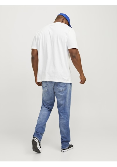 Jack & Jones Büyük Beden Düz Bisiklet Yaka Tisört - Bradley - 12250623 WHITE