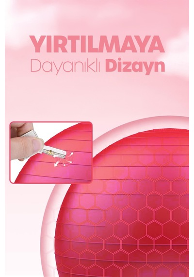 65 Cm Pilates Topu Ve Pompa Seti 155-170 Cm Boy İçin Uygun Dayanıklı Anti-slip Kırmızı