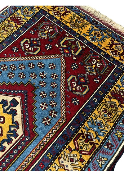 El Dokuma Sıfır Yahyalı Halısı 103x175 Kök Boya Yolluk Yün Halı Kırmızı