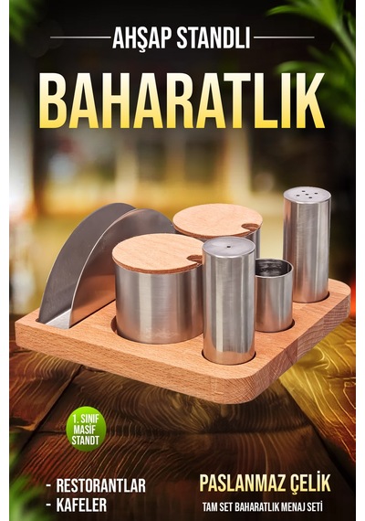 6'lı Paslanmaz Çelik Baharatlık Şekerik Menaj Seti Kafe Ve Restorant Baharatlık Seti Diğer
