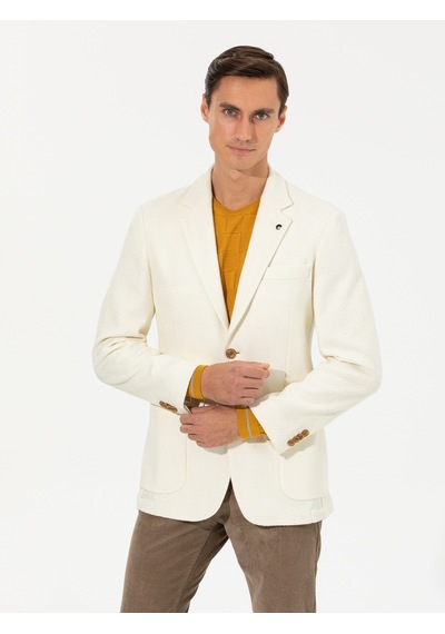 Cacharel Beyaz Slim Fit Yün Karışımlı Balıksırtı Ceket Cacharel Beyaz Slim Fit Yün Karışımlı Balıksırtı Ceket