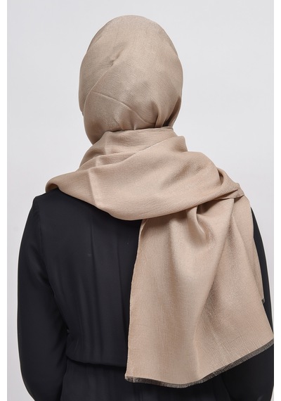 Altobeh Kadın Düz Renk Pırıltı Simli Tesettür Shawl Parlak Abiye Şal - Açık Vizon
