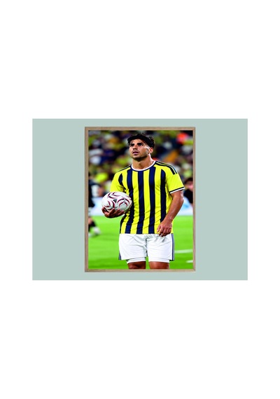 Marco Asensio Sarı Lacivert Poster Doğal Ahşap Çerçeveli Tablo Çok Renkli - 920058499 Çok Renkli