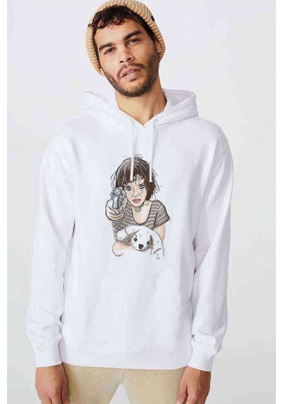 Leon & Mathilda The Professional Dog Baskılı Beyaz Erkek Sweat (534791838)