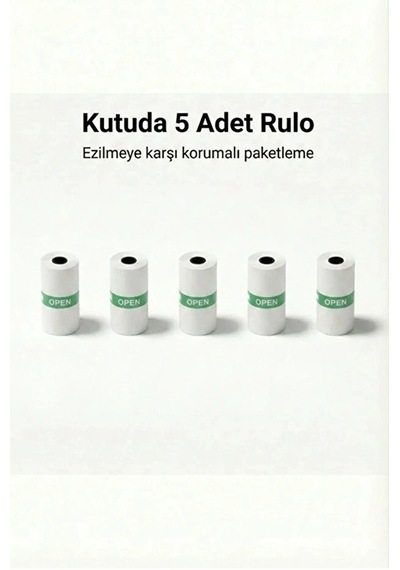 Kendinden Yapışkanlı Çocuk Kamera Baskı Kağıdı, 5'li Rulo 57x25mm Baskı Termal Kağıt Rulo