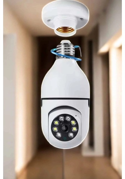Wifi Kamera Duylu Ampul Görünümlü 360 Derece Dönebilen Ev Kamerası 05238287