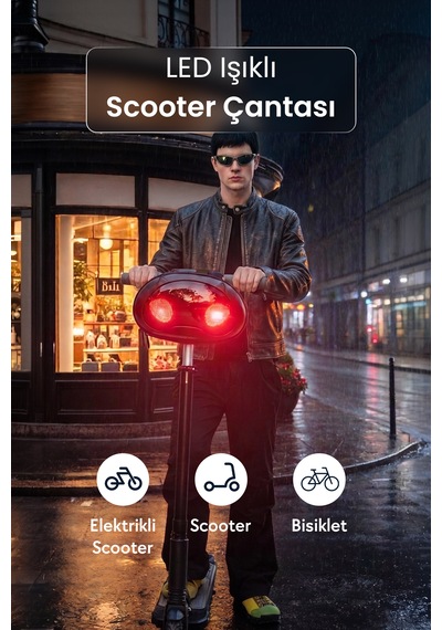 Led Işıklı Akıllı Scooter Çantası - Sct-1 Siyah