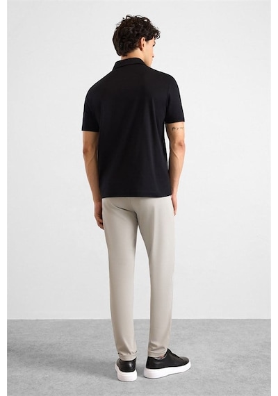 Süvari Siyah Regular Düz Fermuarlı Polo Yaka Tişört Ts1014000443-s09
