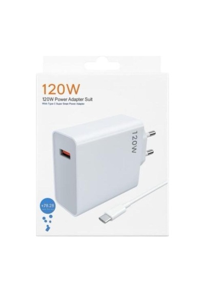 120w Typce-c Şarj Aleti - Beyaz- Tek Ebat