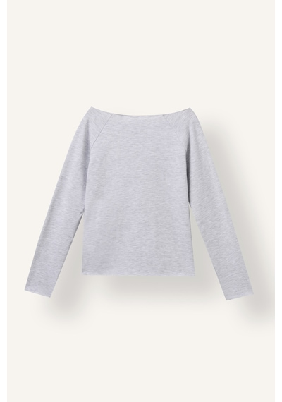 Defacto Slim Fit Büyük Yaka Reglan Uzun Kollu Basic Tişört Kız Çocuk I8377a826augr421 Gri-gr421