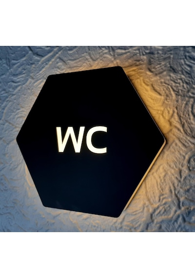 Black Honeycomb Serisi Işıklı Wc Yönlendirme Tabelası