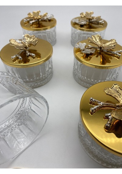 6'lı Gold Kapaklı Timeless Cam Tatlı, Dondurma Kasesi, Çerezlik, Reçellik, Çeyizlik, Sunumluk Kase Gold