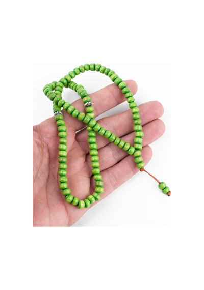 Ağaç Yeşil Habbe 99luk Tekerlek Kesim 6.5x5mm Namaz Tesbihi Yeşil