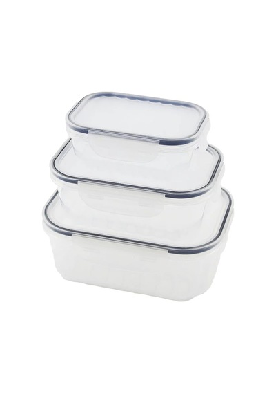 3pcs Quick Sızdırmaz Saklama Kabı Seti Şeffaf Kap - Buğulu-contalı Kapak 500-1000-1700ml Go-53-vice 01517