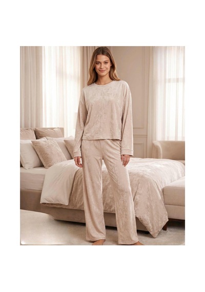 Mihra Kadın Oysho Bisiklet Yaka Uzun Kol Desenli Baharlık Pijama Takımı 20104eg - 1 Adet Ekru Mihra Kadın Oysho Bisiklet Yaka Uzun Kol Desenli Baharlık Pijama Takımı 20104eg - 1 Adet Ekru