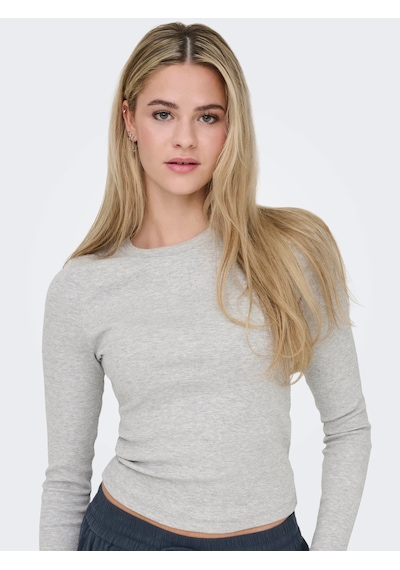 Only Onlval L/s O-neck Top Kadın Uzun Kollu T-shirt 15371305 Gri