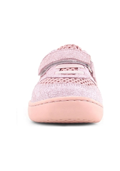 Rakerplus Bob Hakiki Deri Pudra Gri Barefoot Cırtlı Lastikli Bebek Sneaker Ayakkabı Pudra