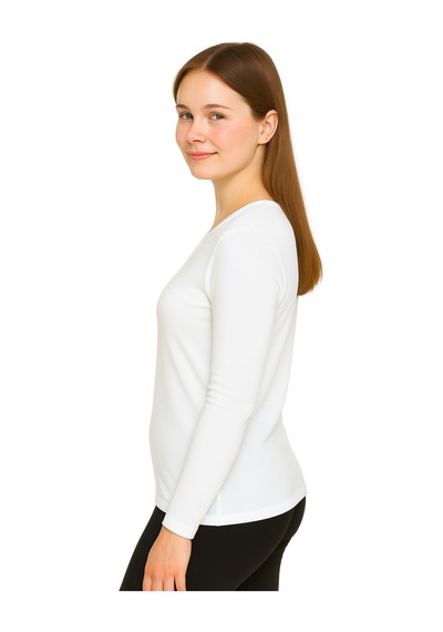 Par Lingerie Uzun Kol Bisiklet Yaka Atlet Body Beyaz