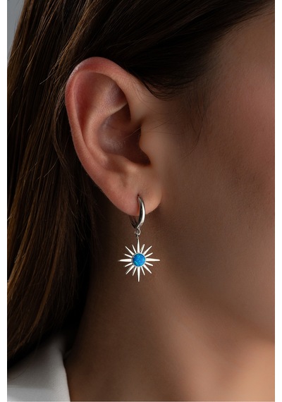 Çekirdekjewelry 925 Ayar Gümüş Rodyum Opal Taşlı Küpe Gri