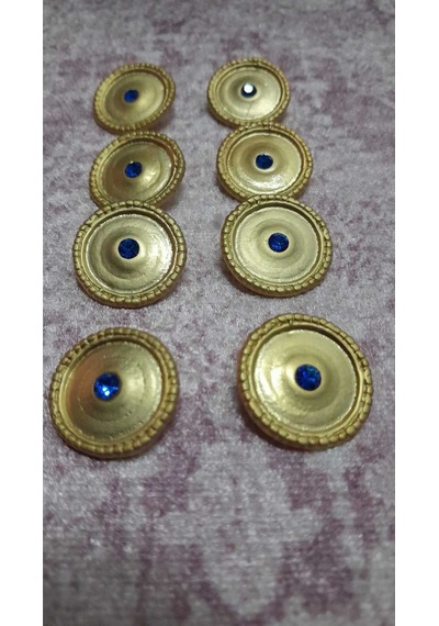 Mat Gold Taşlı Metal Düğme 35 Boy 22 Mm 8 Adet