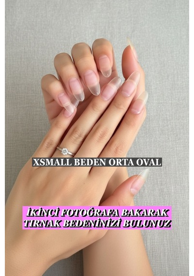 100 Adet Jel Tips Xsmall Beden Orta Oval Protez Takma Tırnak Seti Xsmall