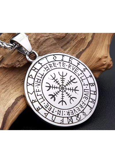 Çift Taraflı Kullanım Yggdrasil Yaşam Ağaç Viking Pusula Kolye Gümüş