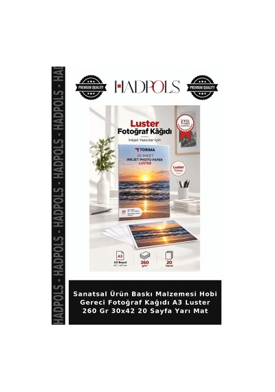 Sanatsal Ürün Baskı Malzemesi Hobi Gereci Fotoğraf Kağıdı A3 Luster 260 Gr 30x42 20 Sayfa Yarı Mat