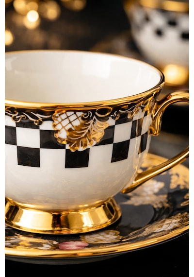Porselen Gold Ayaklı Renkli Tombul Dama Desenli 6 Lı Türk Kahve Fincan Takımı-balsa Fincan Takımı Sarı - Çok Renkli Porselen Gold Ayaklı Renkli Tombul Dama Desenli 6 Lı Türk Kahve Fincan Takımı-balsa Fincan Takımı Sarı - Çok Renkli