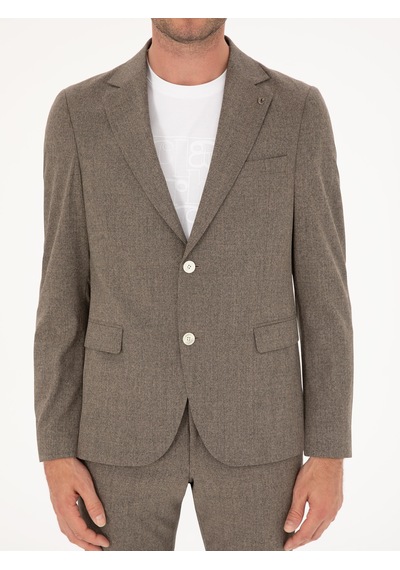 Cacharel Kahverengi Slim Fit Yün Karışımlı Takım Elbise