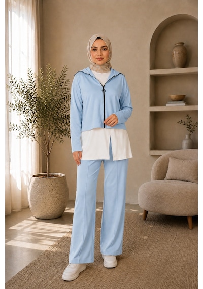Unika Boutique Kadın Oysho Fermuar Detaylı 3 Lü Takım mavi