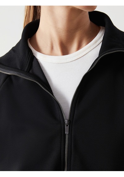 Lcwaıkıkı Classic Siyah Dik Yaka Oversize Kadın Fermuarlı Sweatshirt
