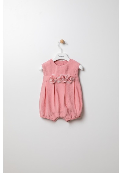 Babyhola Pileli Bayramlık Kız Bebek Tulum 12825 Pembe