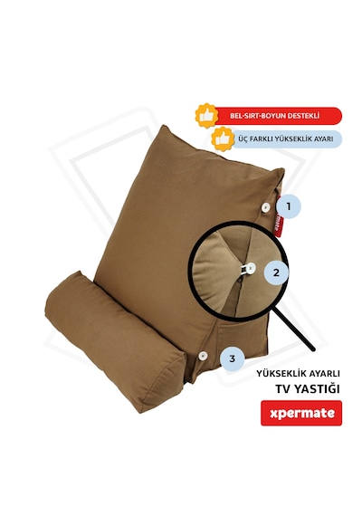 Xpermate Sırt, Bel, Boyun Destekli TV Okuma Yastığı Ameliyat Sonrası Kahverengi